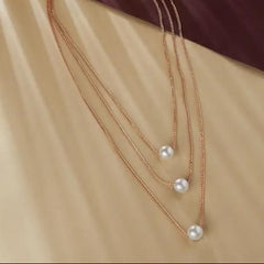Gold Plated Pearl Layer Necklace